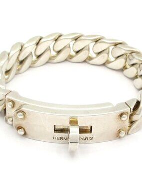 HERMES Kelly Grumet GM Silver 2******** Bracelet